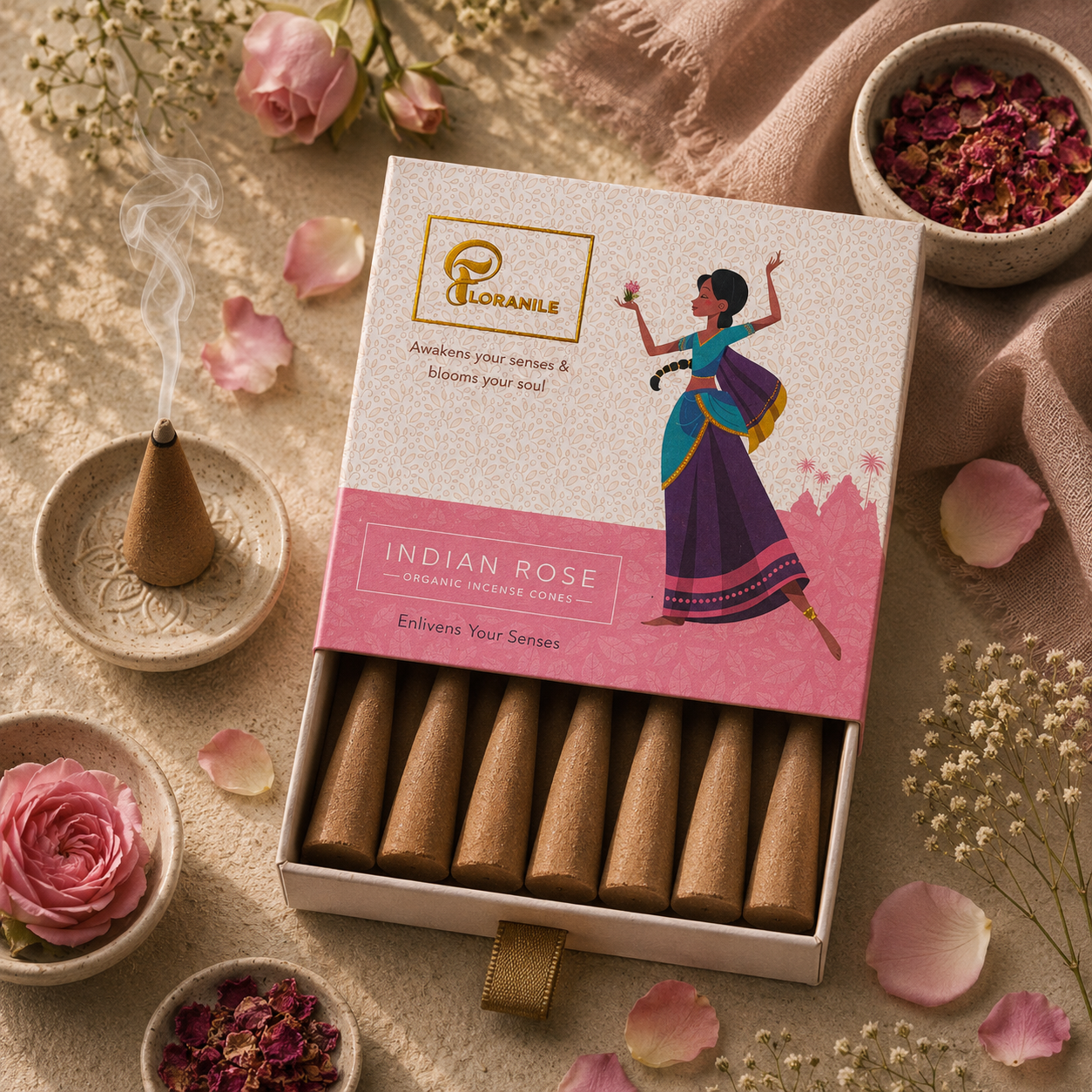 Floranile Indian Rose Incense Cones